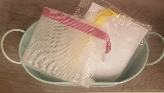 Exfoliating Mesh Soap Bag ( Reusable) or Wooden soap dish